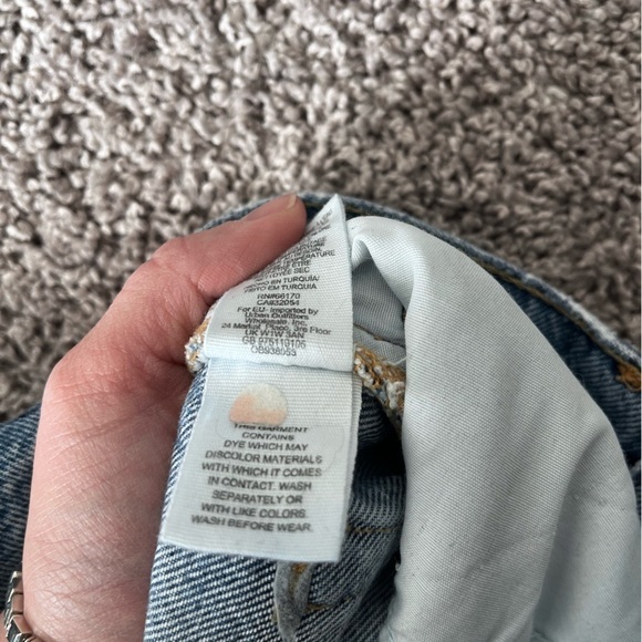 Lita Light Wash Distressed High-Waisted Slim Leg Jeans Free People with patches - Picture 4 of 6